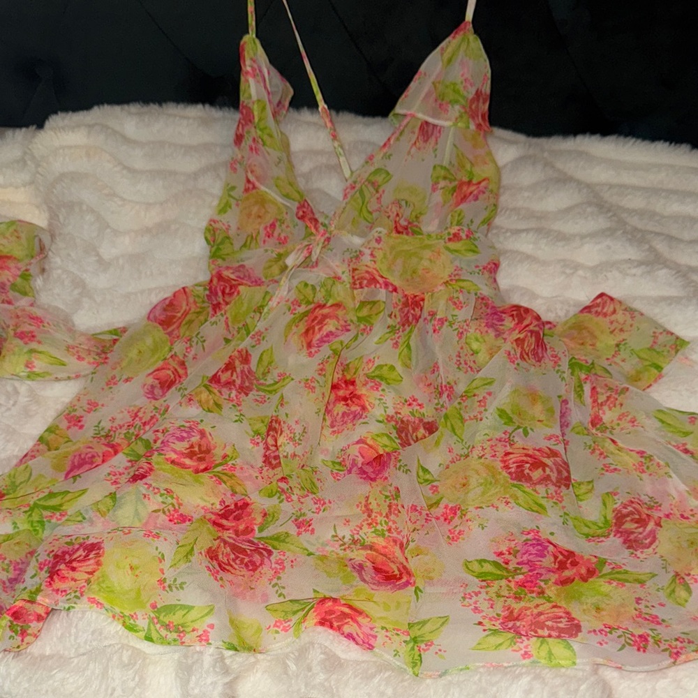 Victoria's Secret Floral Chemise - Pink and Green